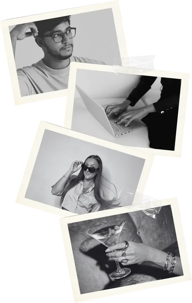 Polaroid photos of founders Elsi and Dio at work